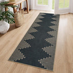 LIVEBOX Easy Jute Runners Rug for Entryway, 2x6 Runner Rug Kitchen Rugs Non Slip, Washable Black and Tan Bohemian Indoor Runner Rugs for Laundry Room Bedroom, Carpet Runners for Hallway 6ft
