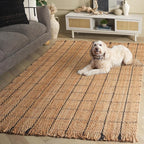 SAFAVIEH Natural Fiber Collection Area Rug - 5' x 8', Natural & Black, Handmade Jute, Ideal for The Living Room, Dining, Bedroom (NF602Z)