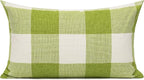 VAKADO 12x20 Inch Outdoor Green White Buffalo Plaids Decorative Lumbar Throw Pillow Cases Farmhouse Retro Checked Rectangle Cushion Covers Home Decor for Couch Sofa Set of 2