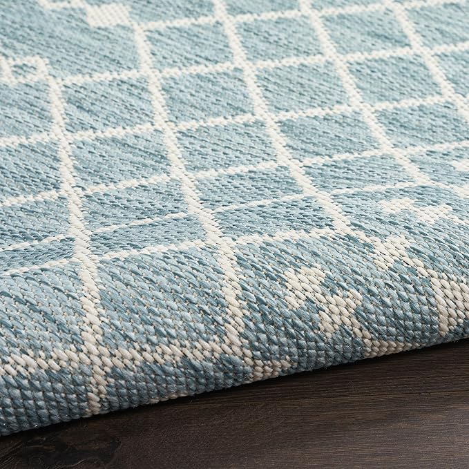Nourison Home Positano Aqua 6' x 9' Area Rug - Easy Clean, Non Shedding, Bed Room, Living Room, Dining Room, Kitchen (6' x 9')