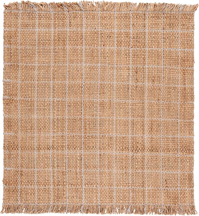 SAFAVIEH Natural Fiber Collection Area Rug - 6' Square, Natural & Bleach Color, Handmade Jute, Ideal for Living Room, Bedroom, Dining Space (NF602B)
