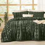 Bedsure Tufted Boho Comforter Set King Size - Olive Green Boho Bed Set, GentleSoft™ 3 Pieces Farmhouse Shabby Chic Embroidery Bedding, Gifts for Woman, Soft Jacquard King Comforter for All Seasons