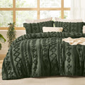 Bedsure Tufted Boho Comforter Set Oversized Queen - Olive Green Boho Bed Set, GentleSoft™ 3 Pieces Farmhouse Shabby Chic Embroidery Bedding, Gifts for Woman, Soft Jacquard Comforter for All Seasons