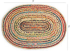 · REDEARTH · Jute Cotton Chindi Area Rug - 2'x3' Oval Rug, Handwoven, Non-Shedding, Soft & Durable – Multi Tones for Home Décor in Living Room, Dining Room, Bedroom