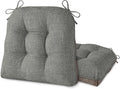 AddGrace Chair Cushions for Dining Chairs Set of 2 Kitchen Seat Cushions with Ties and Non Slip Backing Tufted Indoor Seat Pad for Kitchen Dining Room 18" x 17" x 3" Light Grey