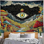 Yeoiat Tapestry Mystical Mushroom Tapestries Cosmic Valley Gaze Wall Hanging Bohemian Fantasy Bedroom Dormitory Decoration 90"x70"