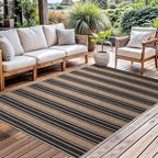 Striped Easy Jute Rug 5x7 Outdoor Patio Rug Washable Rugs for Living Room Bedroom Non Slip Non Shedding Neutral Farmhouse Indoor Outdoor Carpet for Backyard Patio Office