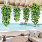 Waipfaru 4Pcs Fake Hanging Plants 3ft Fake Plants UV Resistant Fake Vines Artificial Decor for Indoor Outdoor Party Wall Porch Wedding Decoration,Light Green