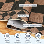 GarveeHome Easy Jute Rug 9x12 Washable Rugs for Living Room Checkered Indoor Outdoor Rug for Patio Non-Slip No Shed Jute Rugs Geometric Carpet for Farmhouse Dining Room Backyard Office, Black Brown