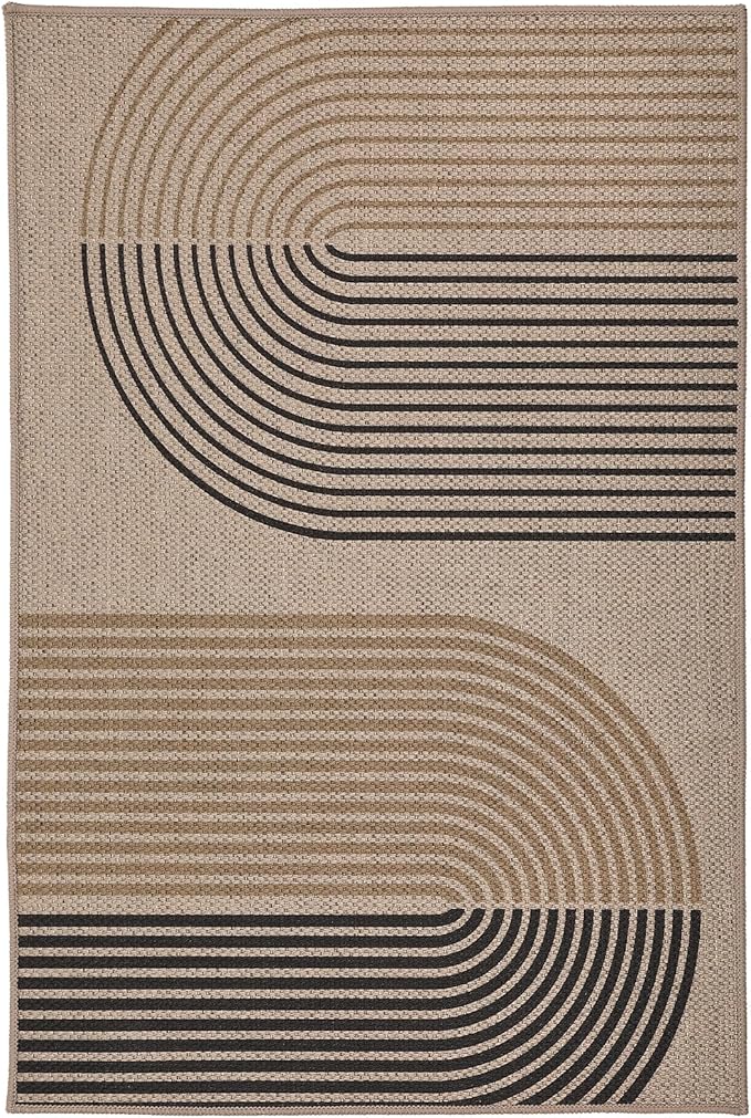 GarveeHome Modern Rainbow 8x10 Easy Jute Area Rug for Living Room -Farmhouse Indoor/Outdoor Carpet, Non-Slip & Non Shedding for Bedroom, Dining Room, Office, Backyard Patio