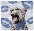 WNAGT Retro Trendy Leopard Tapestry Wall Hanging, Cheetah Leopard Room Decor, Vintage Funky Cheetah Print Lips Wall Blanket Decor for Girls Bedroom Dorm Apartment Home, 50x60 Inch(Blue)