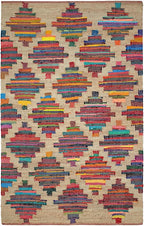 Dash & Albert Mod Chindi Multi Handwoven Jute Rug, Runner-2.5 X 8 Feet, Multi Geometric Pattern