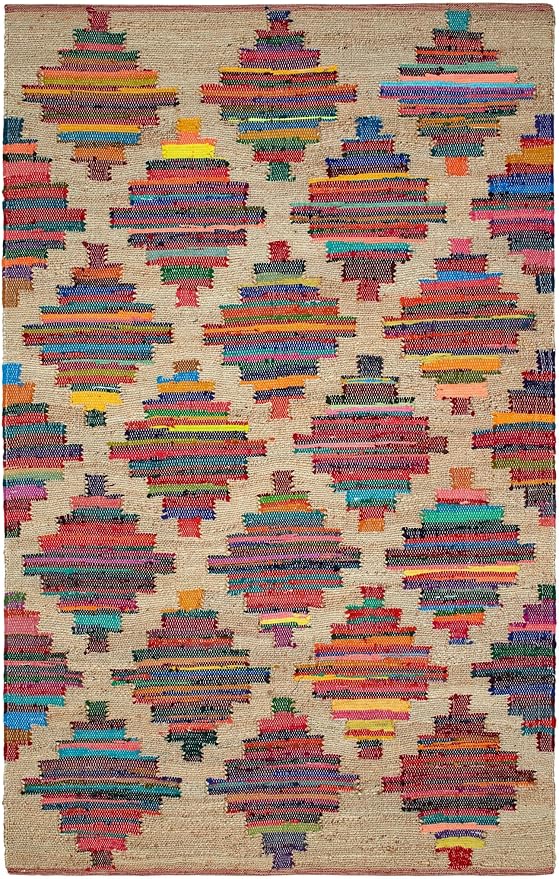 Dash & Albert Mod Chindi Multi Handwoven Jute Rug, Runner-2.5 X 8 Feet, Multi Geometric Pattern