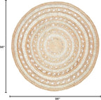 SAFAVIEH Natural Fiber Round Collection 8' Round Ivory NF169B Handmade Boho Charm Farmhouse Jute Area Rug