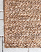 Unique Loom Braided Jute Collection Area Rug - Dhaka (0' 9" x 2' 6" Stair Tread, Natural)