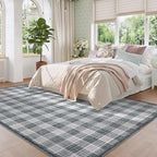 GarveeHome Checkered Area Rugs 6x9 for Living Room, Machine Washable Non Slip Backing Rug, Stain Resistant Low-Pile Indoor Carpet for Bedroom Dining Room Office Nursery Grey