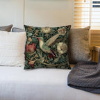 Vintage William Morris Green Hummingbird Pillow Cover 18x18,Rustic Green Hummingbird Bird Animal Floral Botanical Print Decorative Throw Pillow Covers for Home Bedroom Living Room