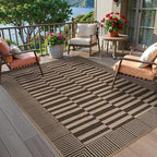 Beevia Striped 5x7 Neutral Jute Rug, Indoor Outdoor Rugs for Living Room, Farmhouse Modern Non-Slip Large Floor Carpet for Patio Balcony Dining Room Decor (Nature, 5x7ft)