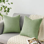 Topfinel Decorative Sage Green Throw Pillow Covers Cushion Cases, Set of 4 Soft Velvet Modern Double-Sided Designs Match for Home Decor, Pillow Inserts Not Included (18x18 inch)
