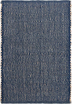 Navy 20X30 Jute Rug Braided Construction - Farmhouse Woven Carpet - Nautical Floor Covering for Entryway or Kitchen, 20" x 30"