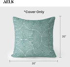 AELS Boho Decorative Textured Throw Pillow Covers 20x20, Modern Mid Century Rainbow Tufted Pillow Case, Farmhouse Rustic Geometric Woven Cushion Case for Bed Couch Sofa, Green
