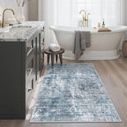3x4 Rug, Small Area Rug for Kitchen, Entryway, Machine Washable Non-Slip Throw Rug, Vintage Carpet for Nursery Coffee Table Blue/Grey