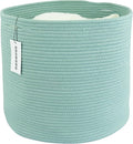 Cotton Rope Basket For Girls Boys Kids 16”X14” Baby Laundry Baskets Nursery Bin Round Woven Basket Organizer For Storage Toys Blankets Shoes Clothes green