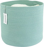 Cotton Rope Basket For Girls Boys Kids 16”X14” Baby Laundry Baskets Nursery Bin Round Woven Basket Organizer For Storage Toys Blankets Shoes Clothes green