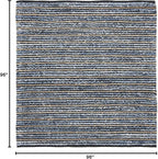 SAFAVIEH Cape Cod Collection Area Rug - 8' Square, Blue & Natural, Handmade Flat Weave Braided Jute & Cotton, Ideal for High Traffic Areas in Living Room, Bedroom (CAP363A)