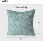 AELS Boho Decorative Textured Throw Pillow Covers 18x18, Modern Mid Century Rainbow Tufted Pillow Case, Farmhouse Rustic Geometric Woven Cushion Case for Bed Couch Sofa, Green