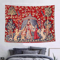 FEASRT European Medieval Royal Tapestry Maiden and Unicorn Tapestry Lady Tapestry, 60x40 Inches Soft Flannelette, for Medieval Art Collection of Decorative Wall Tapestry