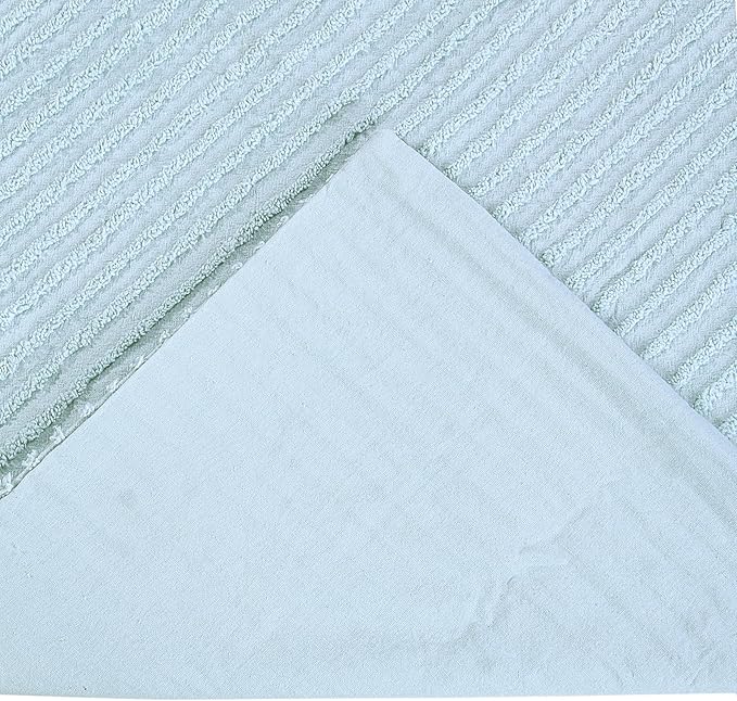 Better Trends Jullian Collection is Super Soft and Light Weight in Bold Stripes Design 100% Cotton Tufted Unique Luxurious Machine Washable Tumble Dry, King Sham, Blue