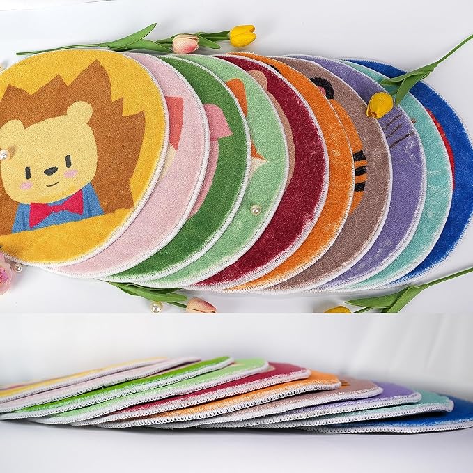 10 Pcs Kids Carpet Circle Seats 16" Kids Classroom Rug Floor Cushions Round Soft Warm Floor Rug Mat for Classroom, Home School Story Time, Group Activity Educational Learning Playing Areas (10)