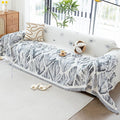 Floral Couch Cover Blanket, Botanical Couch Blanket Cover, Sofa Cover Blanket for Dog, Chenille Sofa Covers Washable, Medium Couch Covers for Recilner&Chair(1pc/Grey/71×134")