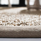 SAFAVIEH Area Rug 6' Round - Natural Fiber Collection - Natural & Grey, Seagrass, Basketweave Pattern with Border (NF114P)