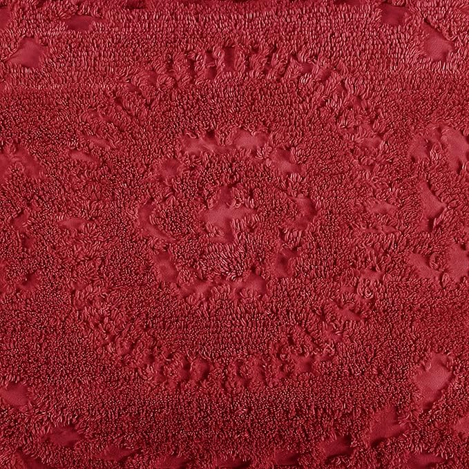 Better Trends 3 Pieces Set Chenille Bedspread Full/Double Size 100% Cotton Chenille Bedding Lightweight Medallion Pattern Bedroom Decor Rio Collection