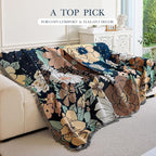 Boho Throw Blanket, 100% Handwoven Cotton Southwestern Farmhouse Floral Decor Reversible Blanket, All Season Throw for Sofa Bed Tapestry Outdoor Camping Picnic. 71″×134″