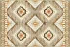 Area Rug 5x8 Rug Machine Washable Non-Slip Low Pile Print Pattern Western Rug for Living Room Bedroom Entryway Tribal Series-Cream/Camel