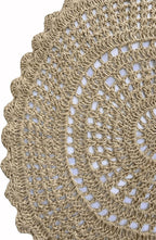 Ramanta Home Jute Handmade Natural Crochet Woven Rug 3 Feet Round, Anti- Slip Circle Boho Farmhouse Accent Area Rugs for Living Room, Kitchen, Bedroom | Nursery Costal Neutral Floor Patio Mat