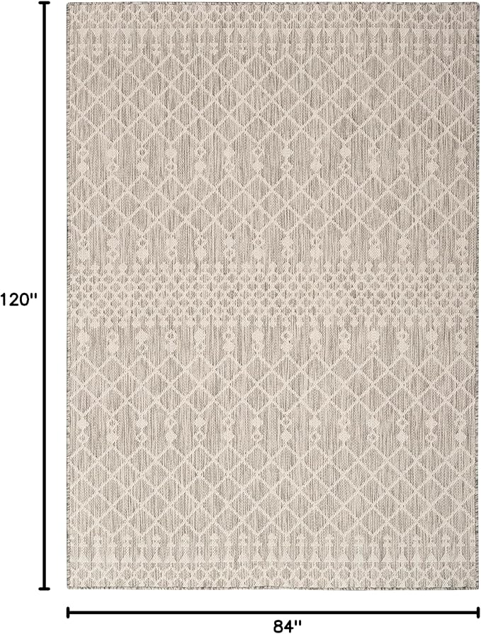 Nourison Home Positano Light Grey 7' x 10' Area Rug - Easy Clean, Non Shedding, Bed Room, Living Room, Dining Room, Kitchen (7' x 10')