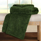 Superior Fleece Boho Jacquard Blanket, Decorative Blankets for Bedroom, Sofa, Fuzzy, Plush, Fluffy, Soft, Cute Room Decor, Beautiful Cover, Comfort Essentials, Arctic Collection, Full/Queen, Green