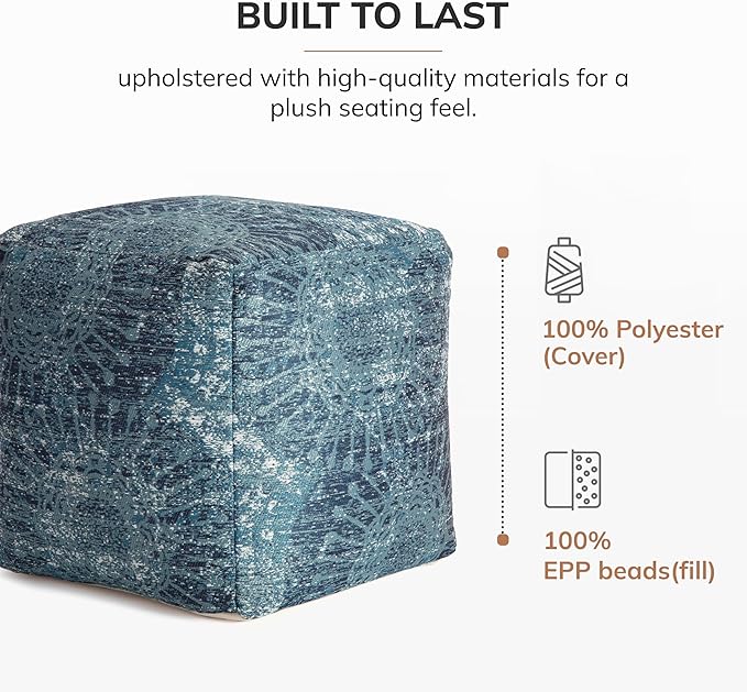 Anji Mountain Pouf Ottoman Foot Rest, Handmade Ottoman Pouf, Comfortable Foot Stool, Decorative Floor Seating for Living Room Decor, Bedroom & Home Décor Accent - Les Cavaliers