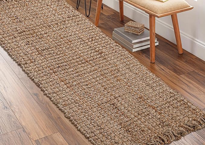 Hausattire Hand Woven Jute Runner Rug 22"x72" - Natural, Reversible Farmhouse Boho Rustic Area Runner Rugs for Hallway, Kitchen, Living Room, Bedroom | 6 Feet Long Decorative Floor Rugs
