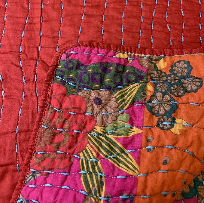 Greenland Home Jewel 100% Cotton Throw Blanket with Kantha-Style Quilting, Multicolor