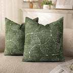 AELS Boho Decorative Textured Throw Pillow Covers 18x18, Modern Mid Century Rainbow Tufted Pillow Case, Farmhouse Rustic Geometric Woven Cushion Case for Bed Couch Sofa, Olive Green