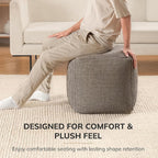 Anji Mountain Pouf Ottoman Foot Rest, Handmade Ottoman Pouf, Comfortable Foot Stool, Decorative Floor Seating for Living Room Decor, Bedroom & Home Décor Accent - Mocha Bisque