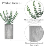 Dahey 2 Pack Wood Wall Planter Vase with Artificial Eucalyptus Farmhouse Wall Hanging Decor Pocket Planter for Indoor Fake Plants Greenery, Living Room Bedroom Kitchen Home Office Decoration, Grey