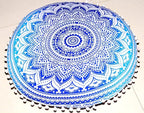 Large Round seat Floor Cushion Chair Ottoman Cover Pouf Pillow Meditation Floor Cushions for Adults Seating pouffe Ottoman Throw Covers Craft Room Furniture for Sitting Cover 22 Inches (Blue)