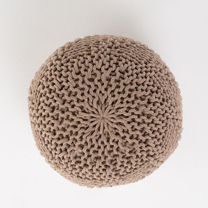 Christopher Knight Home Hazel Indoor / Outdoor Fabric Weave Pouf, Light Brown