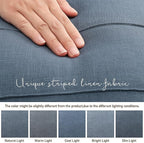 ZWJD Decorative Linen Throw Pillow Covers 20x20 Set of 2 Solid Handcrafted Striped Cushion Covers for Bed Soft Modern Farmhouse Neutral Pillowcase for Couch Bedroom Living Room Home Decor(Slate Blue)
